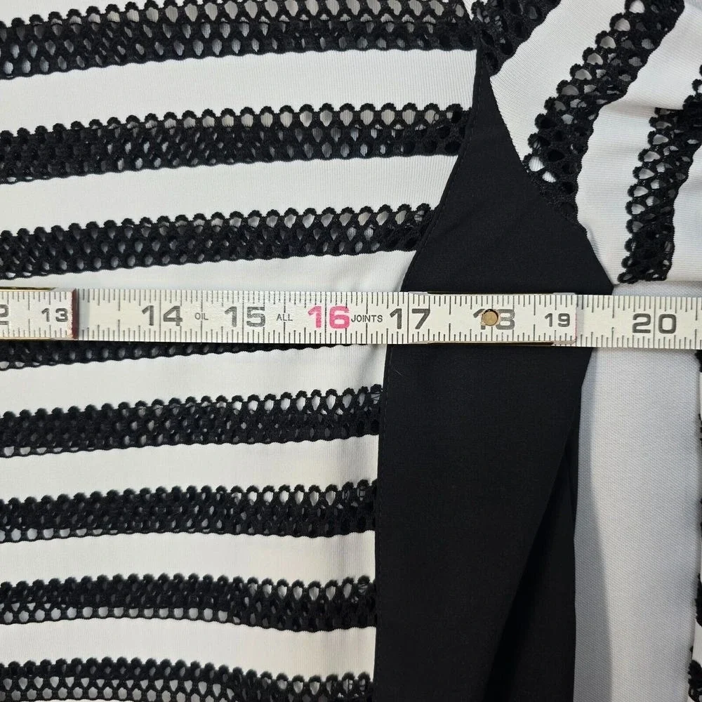Weekends by Chico's Blazer Jacket Women Medium Full Zip‎ Black Striped Nautical